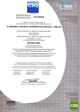 La Societ cooperativa 'IL FOCOLARE' ha ottenuto la certificazione di qualit UNI EN ISO 9001